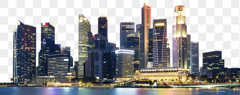 Singapore skyline png border, nighttime, | Free PNG - rawpixel