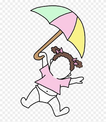 Single Baby Girl With Umbrella Mandys Moon Personalized - Baby Shower Invitation Wording