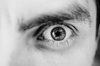 Single male eye in black and white 3