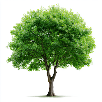 Single Mature Deciduous Tree on White Background