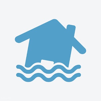 Sinking blue house icon illustration | Free stock vector - 457504