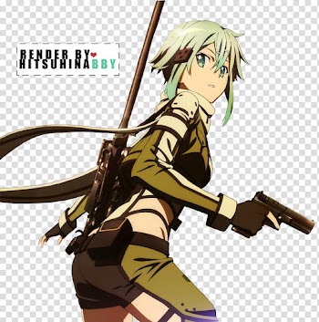 Sinon Render, green-haired woman anime character illustration transparent background PNG clipart