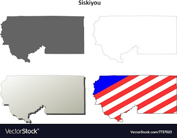 Siskiyou County California outline map set vector image