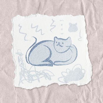 Sitting cat doodle sticker, ripped | Free PSD - rawpixel