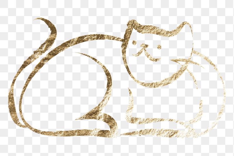 Sitting cat png sticker, gold | Free PNG Illustration - rawpixel