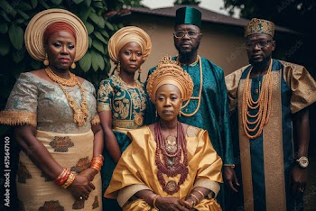 Sitting Efik woman and her Family