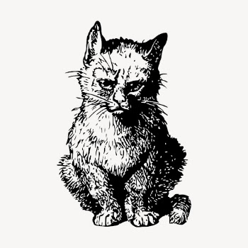 Sitting kitten clipart, vintage animal | Free Vector - rawpixel