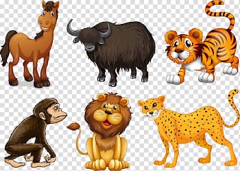 Six assorted animals illustration, Animal , Cute Animal Cartoon Figure transparent background PNG clipart