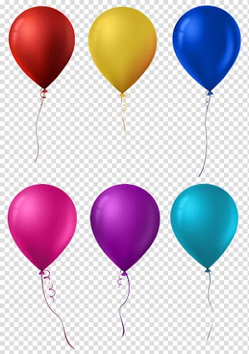 Six assorted-color balloons, Hot air balloon , Balloon Set transparent background PNG clipart