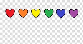 Six assorted-color hearts illustration transparent background PNG clipart