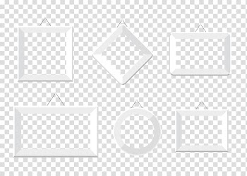 Six assorted-shape of frames, Black and white Square Area Pattern, Silver Baby Frame transparent background PNG clipart