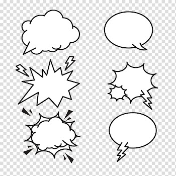 Six assorted-type speech balloons, Bubble , Chat bubbles transparent background PNG clipart