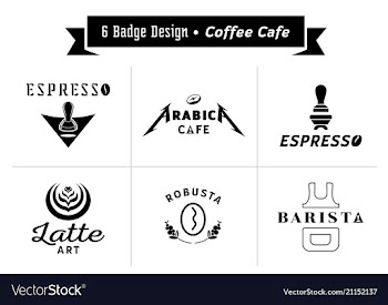 Six badge design for coffee cafe vector image