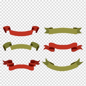 Six green-and-red ribbons, Paper Ribbon Logo , Banners and label material transparent background PNG clipart