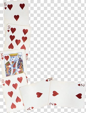Six heart playing cards illustration transparent background PNG clipart
