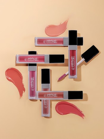 Six Venus Lip Glosses on Beige Panel