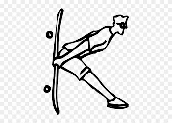 Skateboard Alphabet K - Line Art