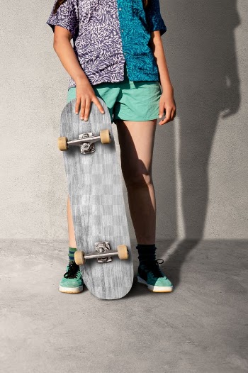 Skateboard mockup png, teenager girl in… | Free stock illustration | High Resolution graphic
