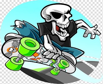 Skateboarding Human skeleton Illustration, Skull Skateboard transparent background PNG clipart