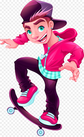 Skateboarding Ice skating Cartoon - Vector hand-painted skateboard ...