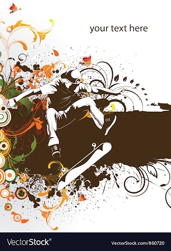 Skater with floral vector image