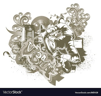 Skater with grunge and floral vector image