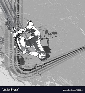 Skater with grunge background vector image