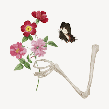 Skeleton arm holding flowers collage | Free Photo - rawpixel