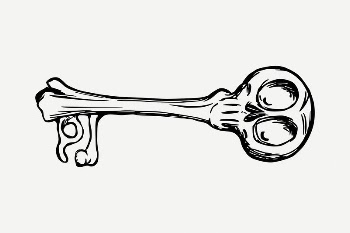 Skeleton key object clipart illustration | Free PSD - rawpixel