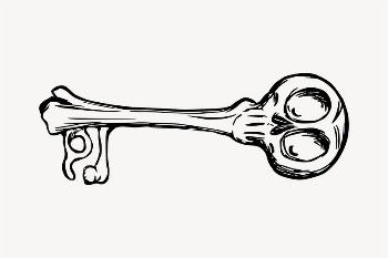 Skeleton key object illustration clipart | Free Vector - rawpixel