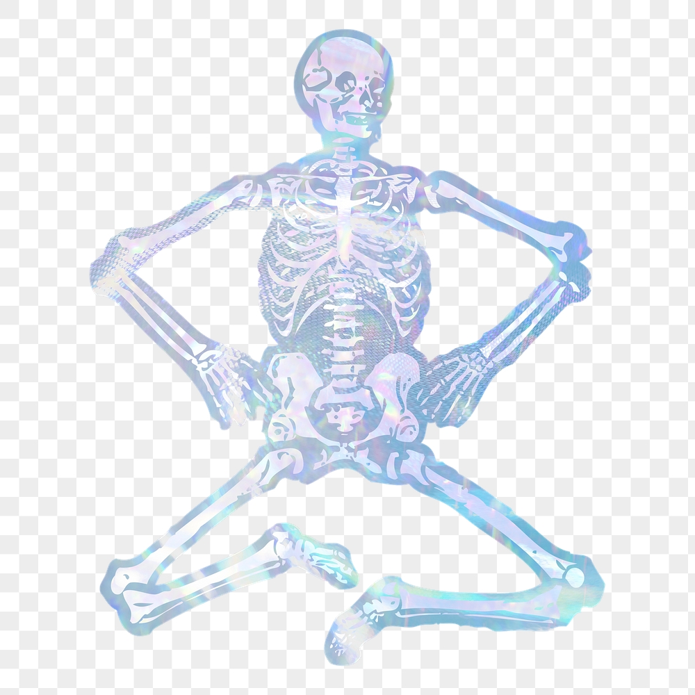 Skeleton png sticker, aesthetic holographic | Free PNG Illustration - rawpixel