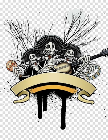Skeletons playing musical instrument illustration, Guitar Halloween, Guitar skull Halloween material transparent background PNG clipart