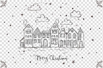 Sketch Christmas town transparent background PNG clipart