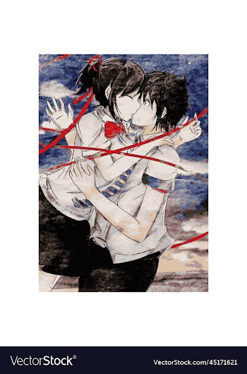 sketch color anime kiss poster image