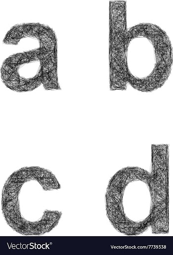Sketch font set - lowercase letters a b c d vector image