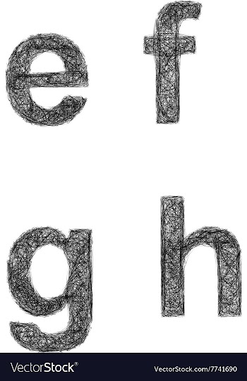 Sketch font set - lowercase letters e f g h vector image