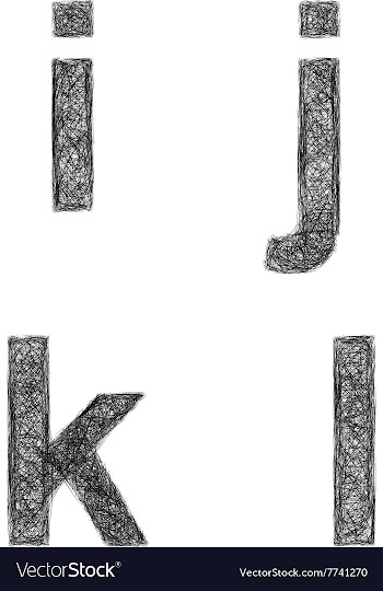 Sketch font set - lowercase letters i j k l vector image
