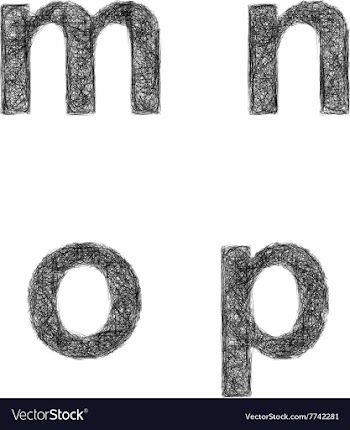 Sketch font set - lowercase letters m n o p vector image