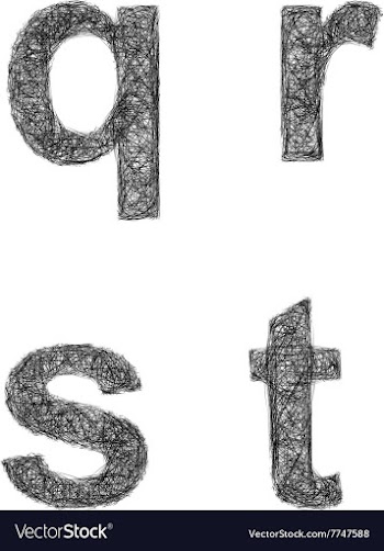 Sketch font set - lowercase letters q r s t vector image