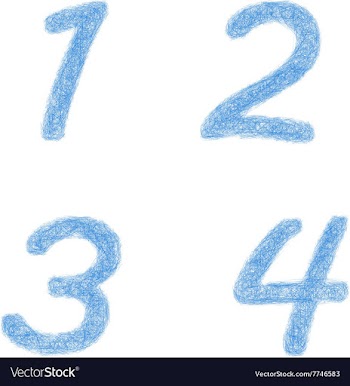 Sketch font set - numbers 1 2 3 4 vector image