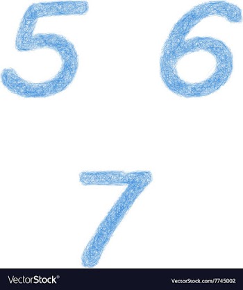 Sketch font set - numbers 5 6 7 vector image
