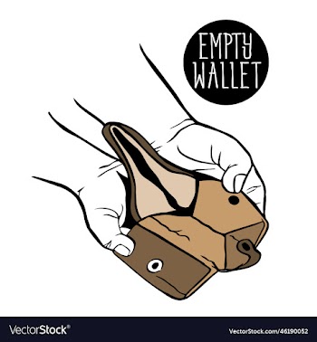sketch in the hands of an empty open wallet