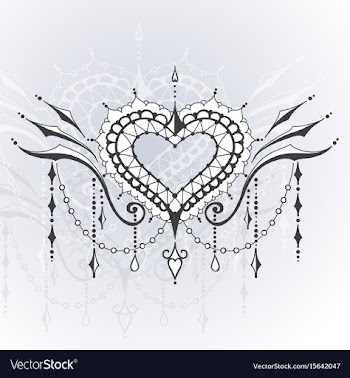 Sketch of tattoo henna hearts vector image