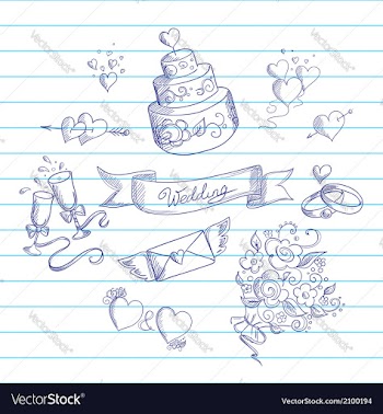  					Sketch of wedding design elements vector image														