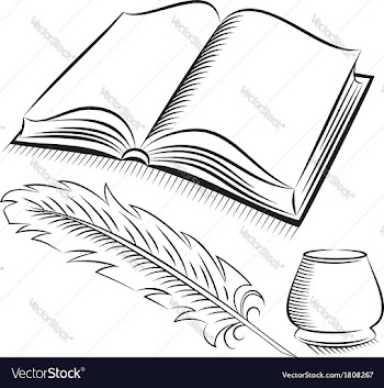  					Sketch style quill and inkwell with book vector&nbsp;image														