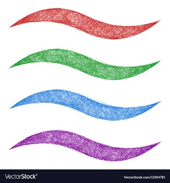 Sketch wave line design element set vector image