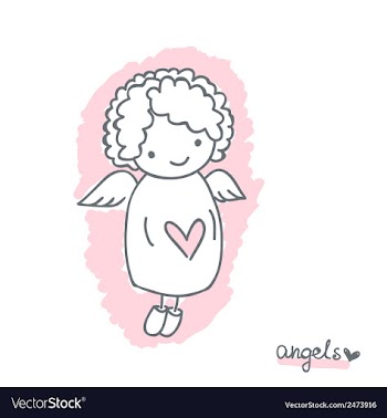 Sketch with cute angel vector image