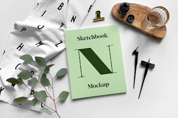 Sketchbook PSD Mockup b n. sketchbook mockup 