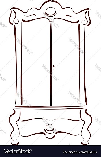 Sketched vintage wardrobe vector image