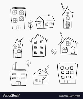  					Sketches of houses vector image														